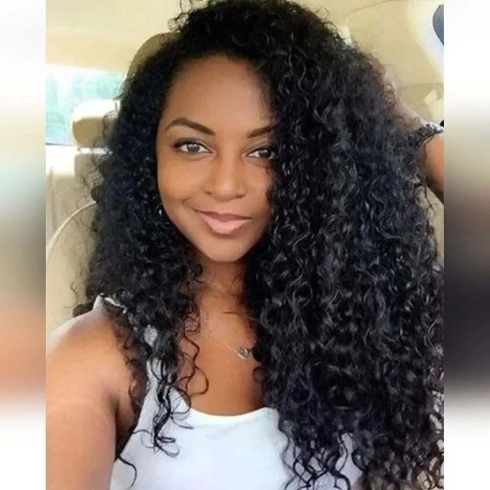 Women's Curly Wavy Chest Long Wigs Black Ladies Synthetic Medium length Hair US